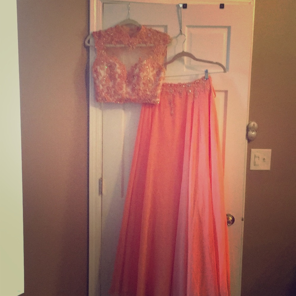 Orange 2 piece  dress from peaches